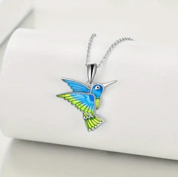 Jewelry - Blue and Green Hummingbird Necklace